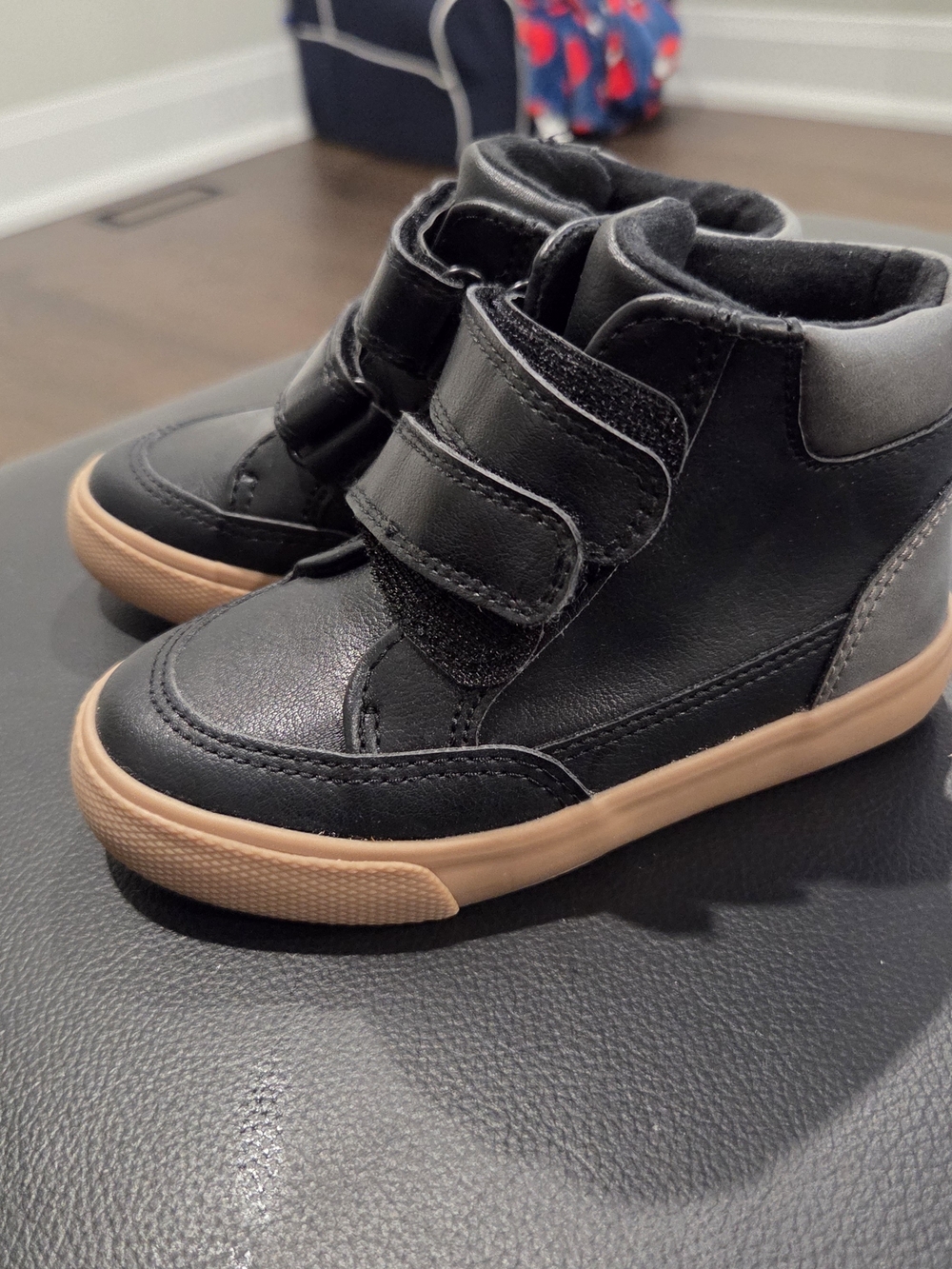 Cat & Jack Black High-Top Sneakers with Tan Gum Sole